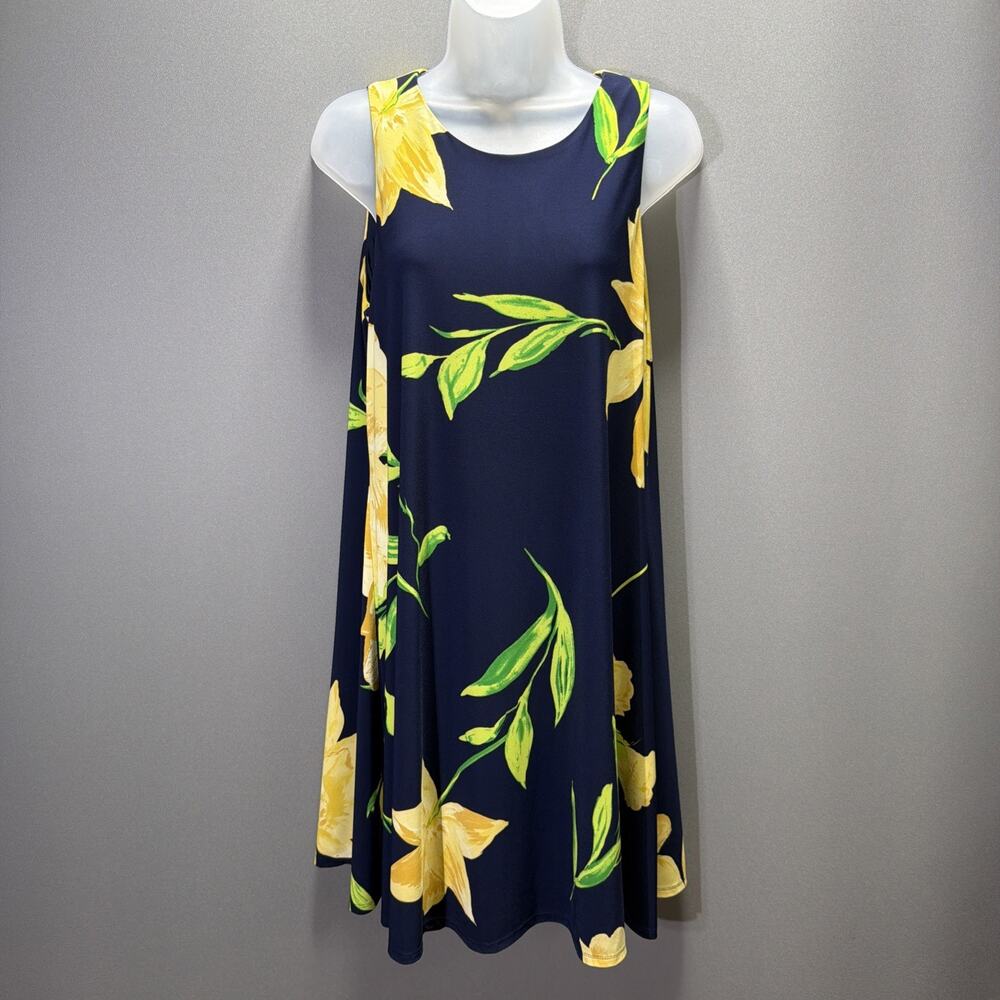 Anne Klein Women Size 10 Floral Dress Sleeveless Lined Stretch